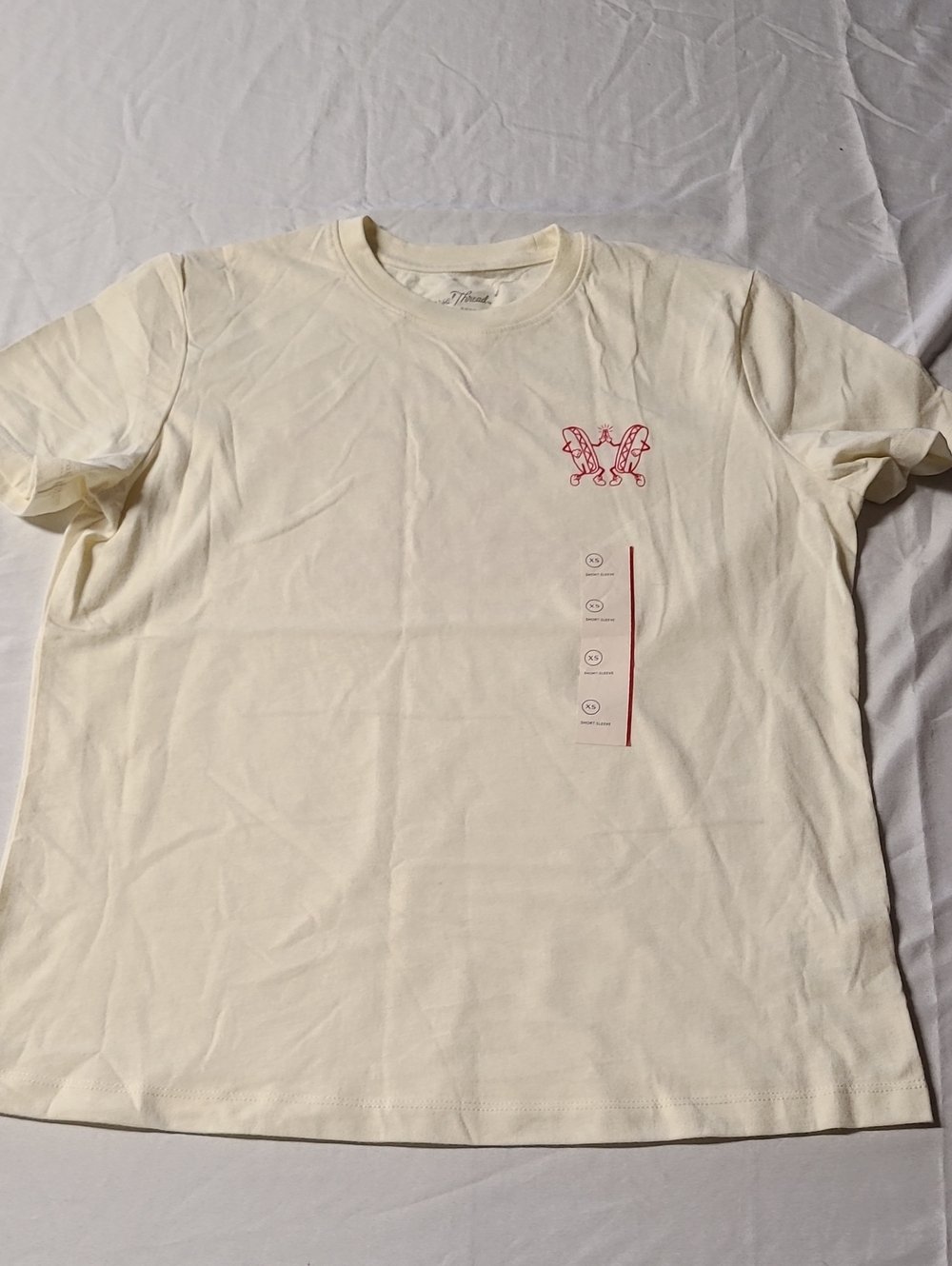 Universal Thread Cream Short-Sleeve Tee with Red Chest Graphic